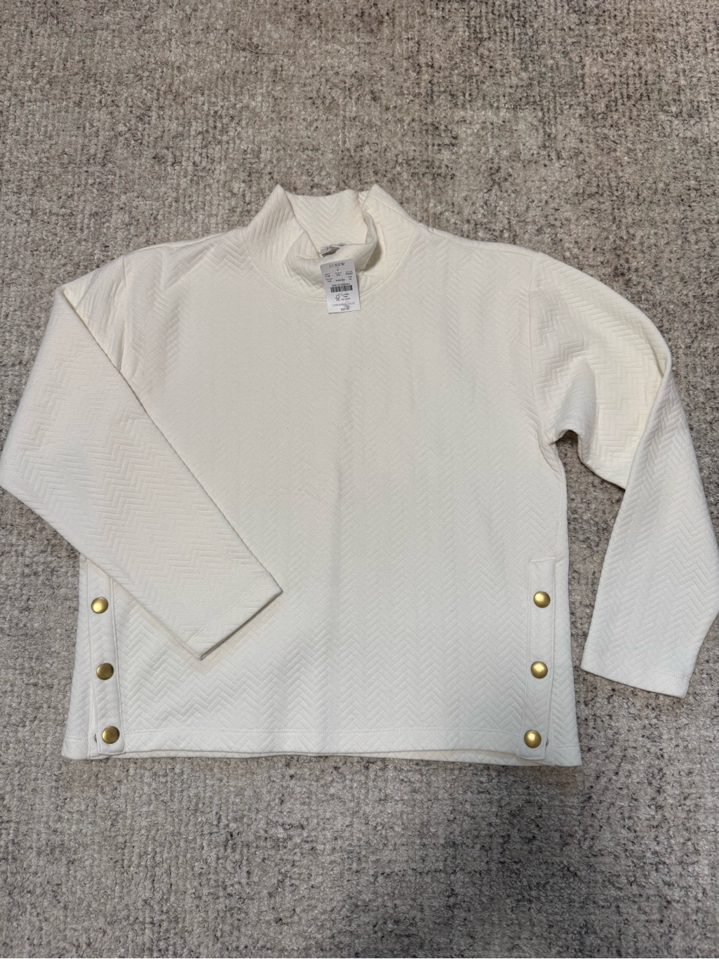 J. Crew Cream Quilted Mock-Neck Sweater